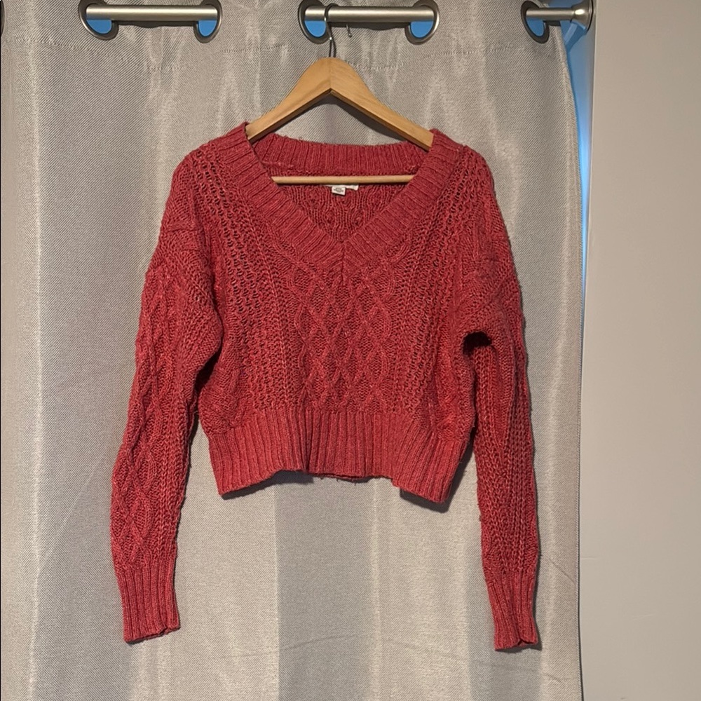 Cozy Pink Cable Knit Sweater